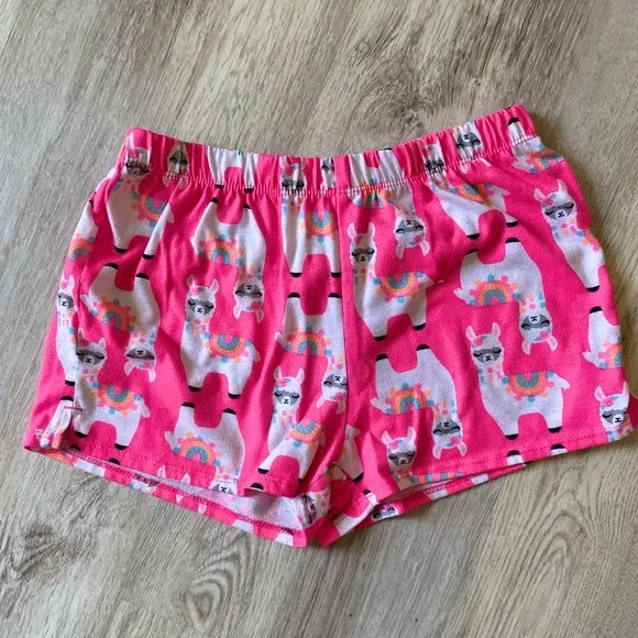 JUSTICE Llama Print Pink Shorts pajama bottoms Kids Girls Size 10